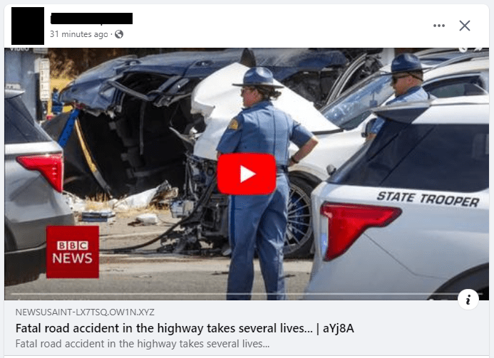 Example article post on Facebook